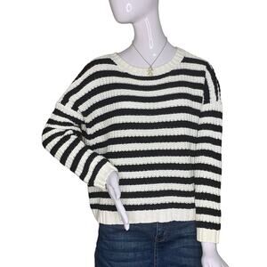 Express Sweater Oversized Size Small Black and White Striped Chunky Knit